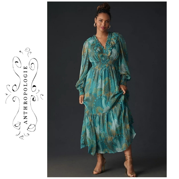 Anthropologie Dresses & Skirts - 🍁SALE PRICE🍁 ANTHROPOLOGIE The Odetta Ruffled V-Neck Dress 2X